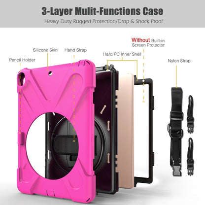 For iPad Pro 10.5 360 Degree Rotation Silicone Protective Cover with Holder & Hand Strap & Long Strap & Pencil Slot(Rose Red) - iPad Pro 10.5 inch Cases by buy2fix | Online Shopping UK | buy2fix