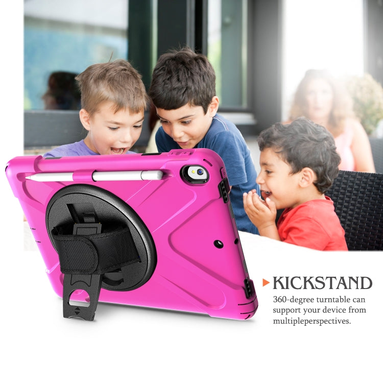 For iPad Pro 10.5 360 Degree Rotation Silicone Protective Cover with Holder & Hand Strap & Long Strap & Pencil Slot(Rose Red) - iPad Pro 10.5 inch Cases by buy2fix | Online Shopping UK | buy2fix