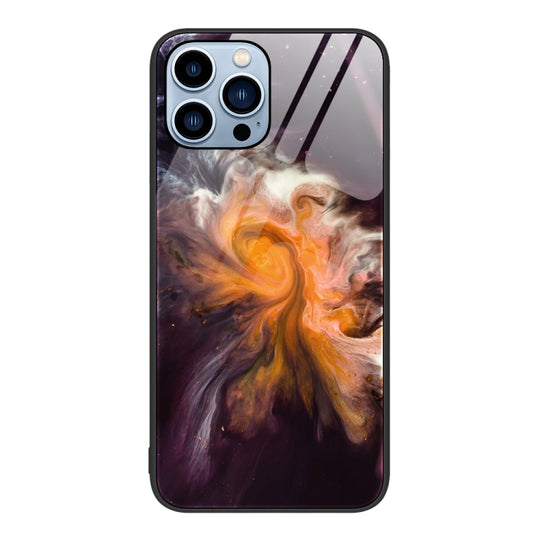 For iPhone 14 Pro Marble Pattern Glass Protective Phone Case(Typhoon)
