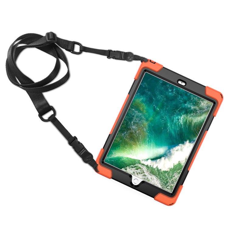 For iPad 9.7 (2018) & (2017) 360 Degree Rotation Silicone Protective Cover with Holder & Hand Strap & Long Strap & Pencil Slot(Orange) - iPad 9.7 (2018) & (2017) Cases by buy2fix | Online Shopping UK | buy2fix