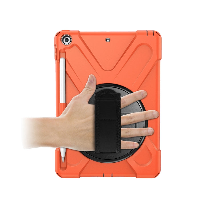 For iPad 9.7 (2018) & (2017) 360 Degree Rotation Silicone Protective Cover with Holder & Hand Strap & Long Strap & Pencil Slot(Orange) - iPad 9.7 (2018) & (2017) Cases by buy2fix | Online Shopping UK | buy2fix