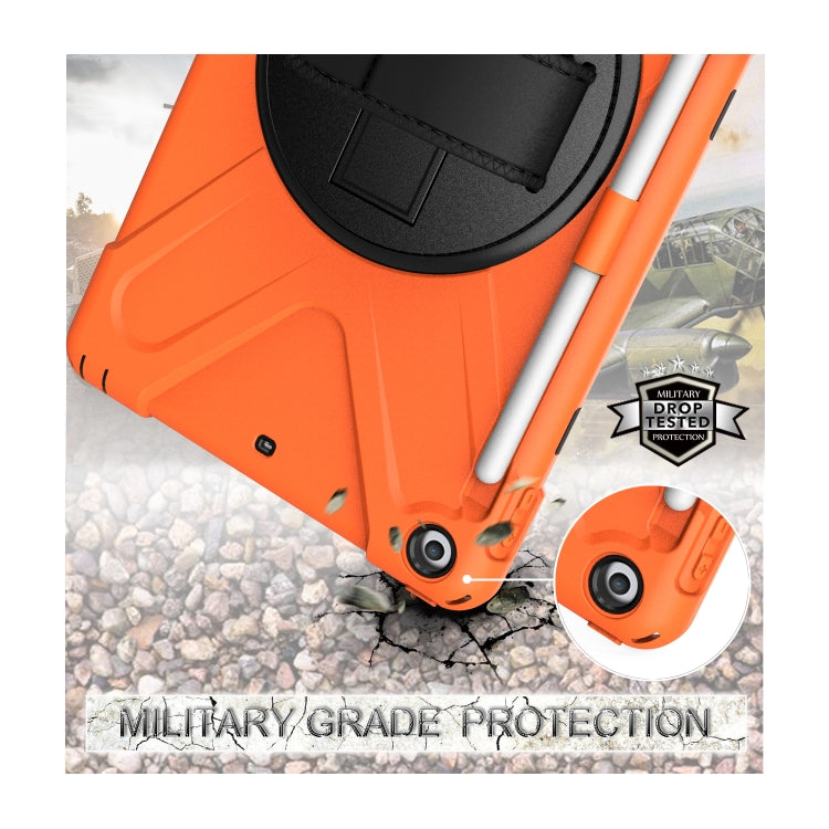 For iPad 9.7 (2018) & (2017) 360 Degree Rotation Silicone Protective Cover with Holder & Hand Strap & Long Strap & Pencil Slot(Orange) - iPad 9.7 (2018) & (2017) Cases by buy2fix | Online Shopping UK | buy2fix