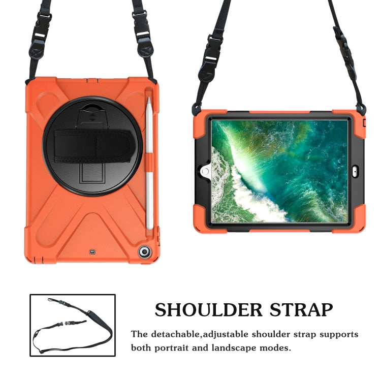 For iPad 9.7 (2018) & (2017) 360 Degree Rotation Silicone Protective Cover with Holder & Hand Strap & Long Strap & Pencil Slot(Orange) - iPad 9.7 (2018) & (2017) Cases by buy2fix | Online Shopping UK | buy2fix