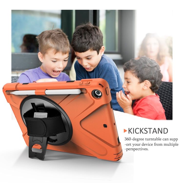 For iPad 9.7 (2018) & (2017) 360 Degree Rotation Silicone Protective Cover with Holder & Hand Strap & Long Strap & Pencil Slot(Orange) - iPad 9.7 (2018) & (2017) Cases by buy2fix | Online Shopping UK | buy2fix