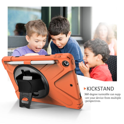 For iPad 9.7 (2018) & (2017) 360 Degree Rotation Silicone Protective Cover with Holder & Hand Strap & Long Strap & Pencil Slot(Orange) - iPad 9.7 (2018) & (2017) Cases by buy2fix | Online Shopping UK | buy2fix