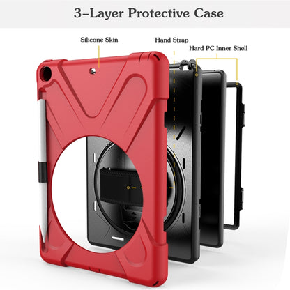 For iPad 9.7 (2018) & (2017) 360 Degree Rotation Silicone Protective Cover with Holder & Hand Strap & Long Strap & Pencil Slot(Red) - iPad 9.7 (2018) & (2017) Cases by buy2fix | Online Shopping UK | buy2fix