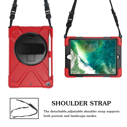 For iPad 9.7 (2018) & (2017) 360 Degree Rotation Silicone Protective Cover with Holder & Hand Strap & Long Strap & Pencil Slot(Red) - iPad 9.7 (2018) & (2017) Cases by buy2fix | Online Shopping UK | buy2fix