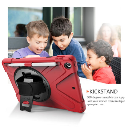 For iPad 9.7 (2018) & (2017) 360 Degree Rotation Silicone Protective Cover with Holder & Hand Strap & Long Strap & Pencil Slot(Red) - iPad 9.7 (2018) & (2017) Cases by buy2fix | Online Shopping UK | buy2fix