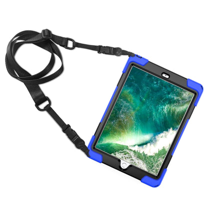 For iPad 9.7 (2018) & (2017) 360 Degree Rotation Silicone Protective Cover with Holder & Hand Strap & Long Strap & Pencil Slot(Blue) - iPad 9.7 (2018) & (2017) Cases by buy2fix | Online Shopping UK | buy2fix