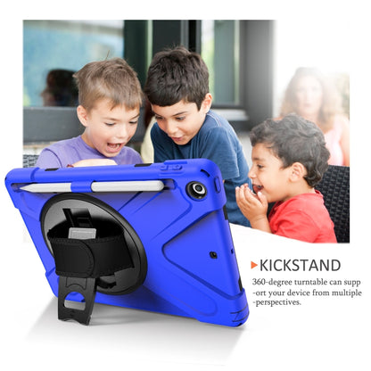 For iPad 9.7 (2018) & (2017) 360 Degree Rotation Silicone Protective Cover with Holder & Hand Strap & Long Strap & Pencil Slot(Blue) - iPad 9.7 (2018) & (2017) Cases by buy2fix | Online Shopping UK | buy2fix