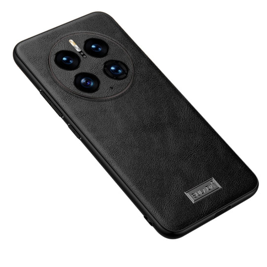 For Huawei Mate 50 Pro SULADA Shockproof TPU + Handmade Leather Protective Phone Case(Black)