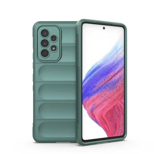 For Samsung Galaxy A53 Magic Shield TPU + Flannel Phone Case(Dark Green)