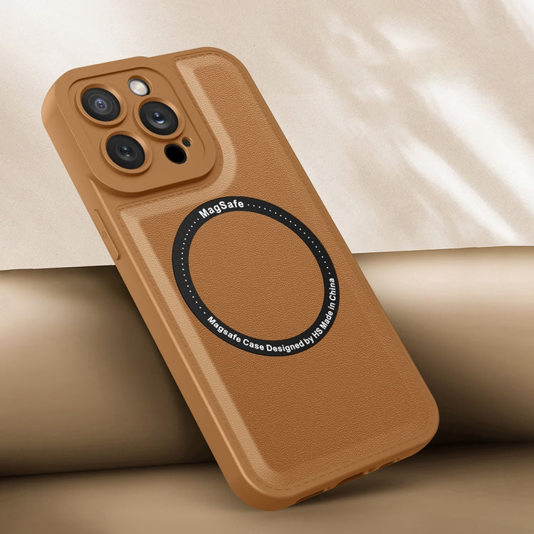 For iPhone 11 Magsafe Magnetic Plain Leather Phone Case (Brown) by buy2fix