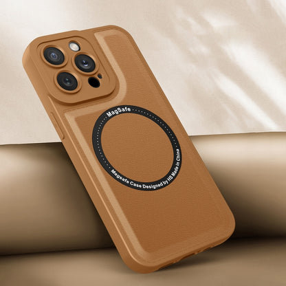 For iPhone 11 Magsafe Magnetic Plain Leather Phone Case (Brown) by buy2fix