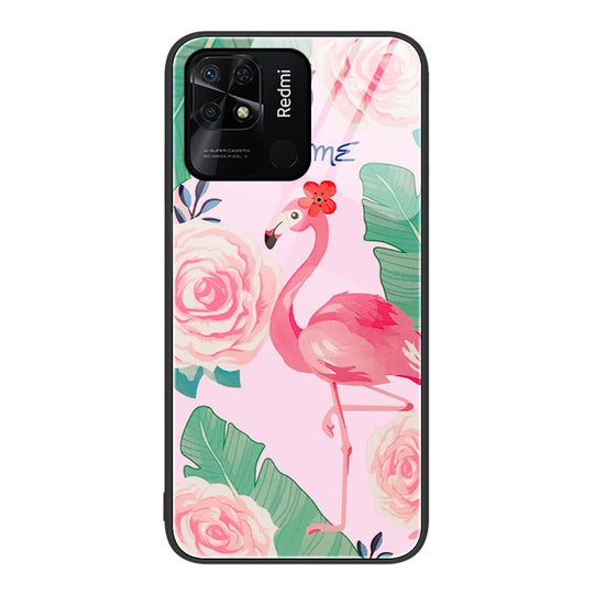 For Xiaomi Redmi 10C Colorful Painted Glass Phone Case(Flamingo)