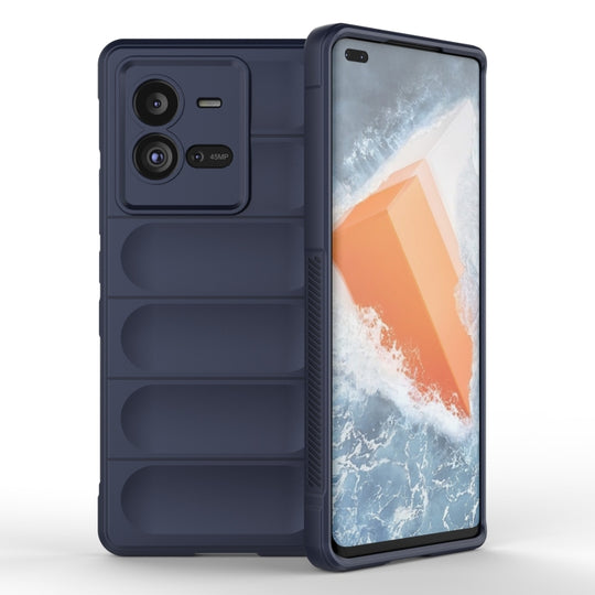 For vivo iQOO 10 Pro 5G Magic Shield TPU + Flannel Phone Case(Dark Blue)