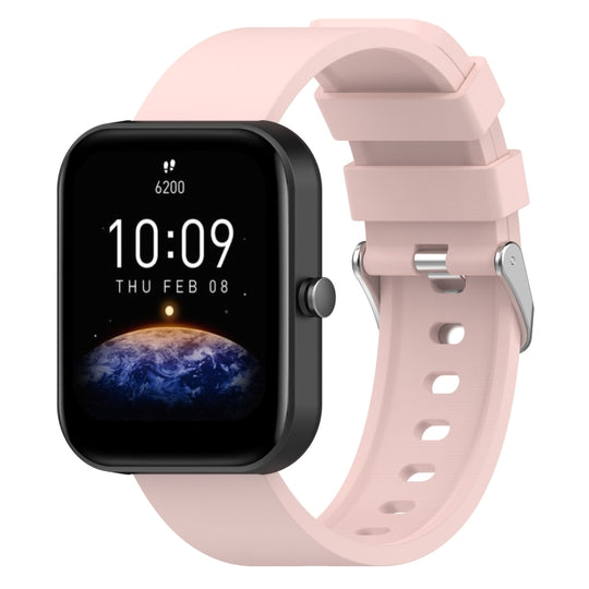 For Amazfit Bip 3 20mm Steps Style Silicone Watch Band(Light Pink)