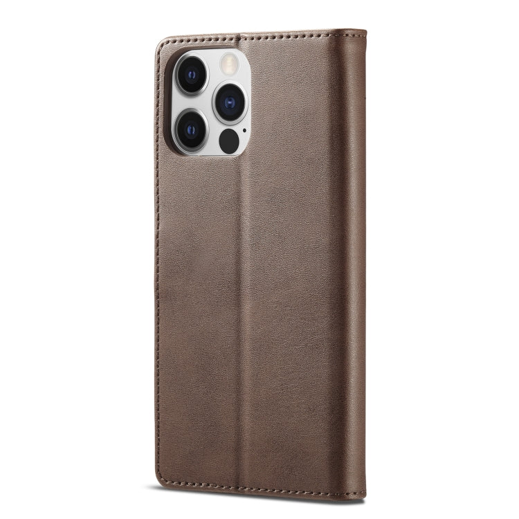 For iPhone 14 Pro LC.IMEEKE Calf Texture Horizontal Flip Leather Case(Brown) - iPhone 14 Pro Cases by LC.IMEEKE | Online Shopping UK | buy2fix