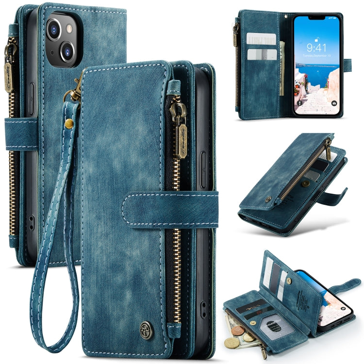 For iPhone 14 CaseMe C30 Multifunctional Phone Leather Case (Blue) - iPhone 14 Cases by CaseMe | Online Shopping UK | buy2fix