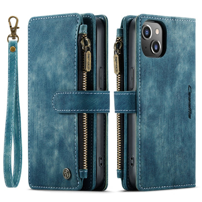 For iPhone 14 CaseMe C30 Multifunctional Phone Leather Case (Blue) - iPhone 14 Cases by CaseMe | Online Shopping UK | buy2fix