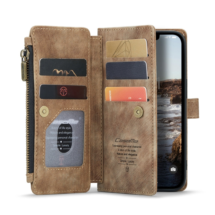 For iPhone 14 CaseMe C30 Multifunctional Phone Leather Case (Brown) - iPhone 14 Cases by CaseMe | Online Shopping UK | buy2fix