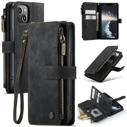 For iPhone 14 CaseMe C30 Multifunctional Phone Leather Case (Black) - iPhone 14 Cases by CaseMe | Online Shopping UK | buy2fix