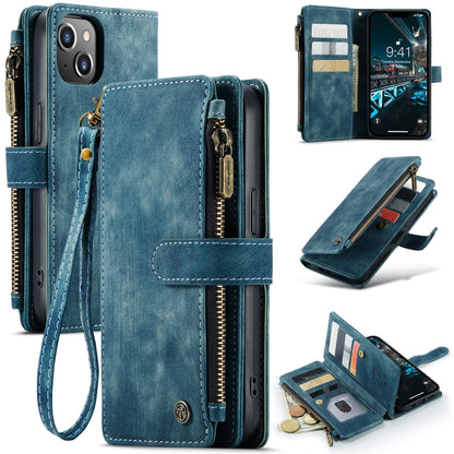 For iPhone 14 Plus CaseMe C30 Multifunctional Phone Leather Case (Blue) - iPhone 14 Plus Cases by CaseMe | Online Shopping UK | buy2fix
