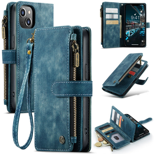 For iPhone 14 Plus CaseMe C30 Multifunctional Phone Leather Case (Blue) - iPhone 14 Plus Cases by CaseMe | Online Shopping UK | buy2fix