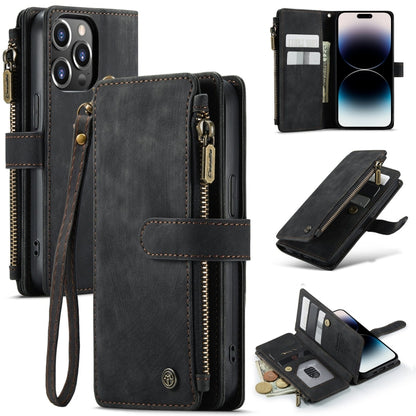 For iPhone 14 Pro Max CaseMe C30 Multifunctional Phone Leather Case (Black) - iPhone 14 Pro Max Cases by CaseMe | Online Shopping UK | buy2fix