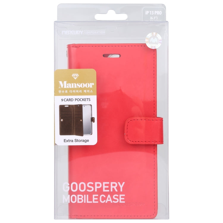 For iPhone 14 MERCURY GOOSPERY MANSOOR 9 Card Slots Leather Case (Red) - iPhone 14 Cases by GOOSPERY | Online Shopping UK | buy2fix