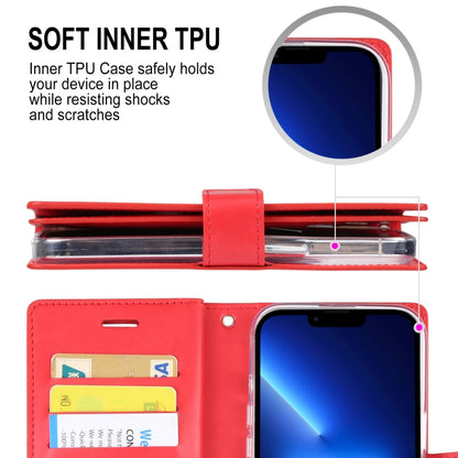 For iPhone 14 MERCURY GOOSPERY MANSOOR 9 Card Slots Leather Case (Red) - iPhone 14 Cases by GOOSPERY | Online Shopping UK | buy2fix