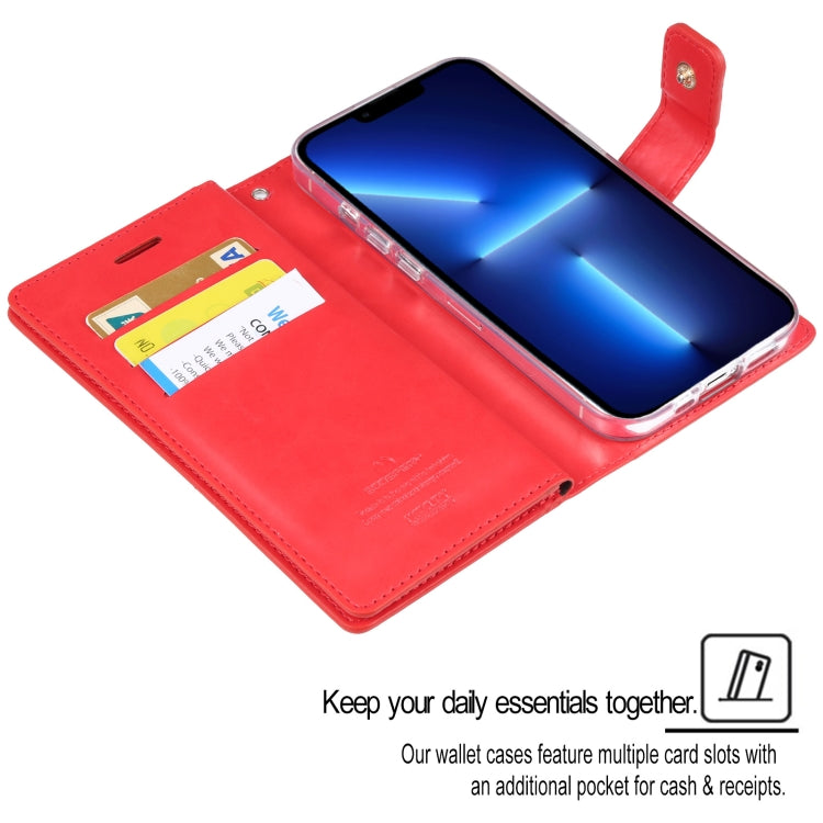 For iPhone 14 MERCURY GOOSPERY MANSOOR 9 Card Slots Leather Case (Red) - iPhone 14 Cases by GOOSPERY | Online Shopping UK | buy2fix