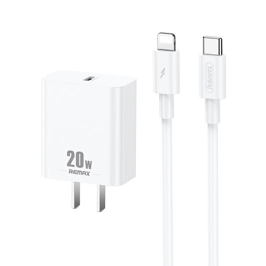 REMAX RP-U5 Extreme 2 Series 20W PD Charger + 1m USB-C / Type-C to 8 Pin Fast Charge Data Cable Set, Specification:CN Plug(White) - USB Charger by REMAX | Online Shopping UK | buy2fix