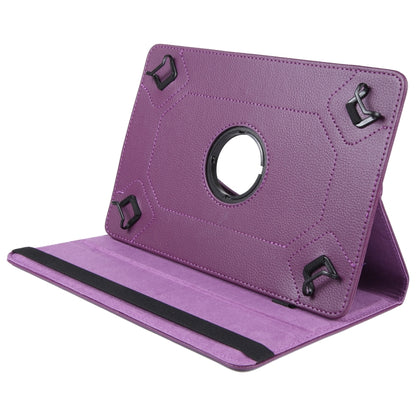 For 7 inch Tablet 360 Degree Rotation Litchi Texture Flip Leather Tablet Case(Purple) - 7 inch by buy2fix | Online Shopping UK | buy2fix