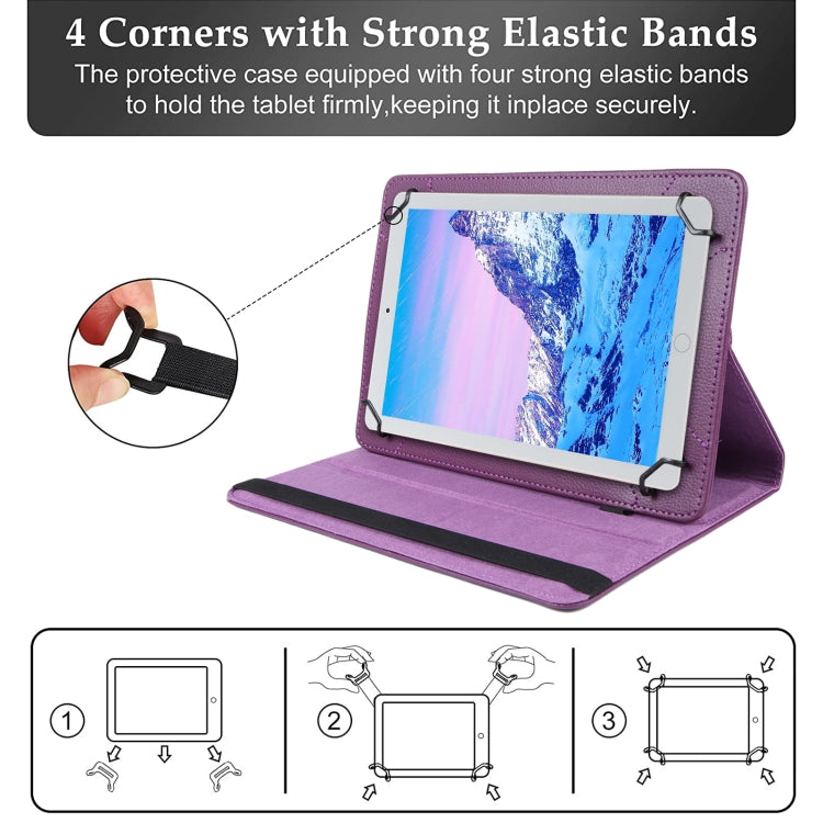 For 7 inch Tablet 360 Degree Rotation Litchi Texture Flip Leather Tablet Case(Purple) - 7 inch by buy2fix | Online Shopping UK | buy2fix