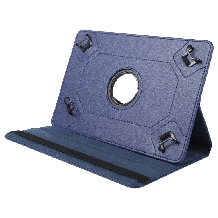 For 7 inch Tablet 360 Degree Rotation Litchi Texture Flip Leather Tablet Case(Blue) - 7 inch by buy2fix | Online Shopping UK | buy2fix