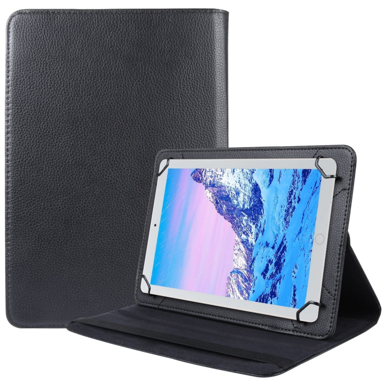 For 7 inch Tablet 360 Degree Rotation Litchi Texture Flip Leather Tablet Case(Black) - 7 inch by buy2fix | Online Shopping UK | buy2fix