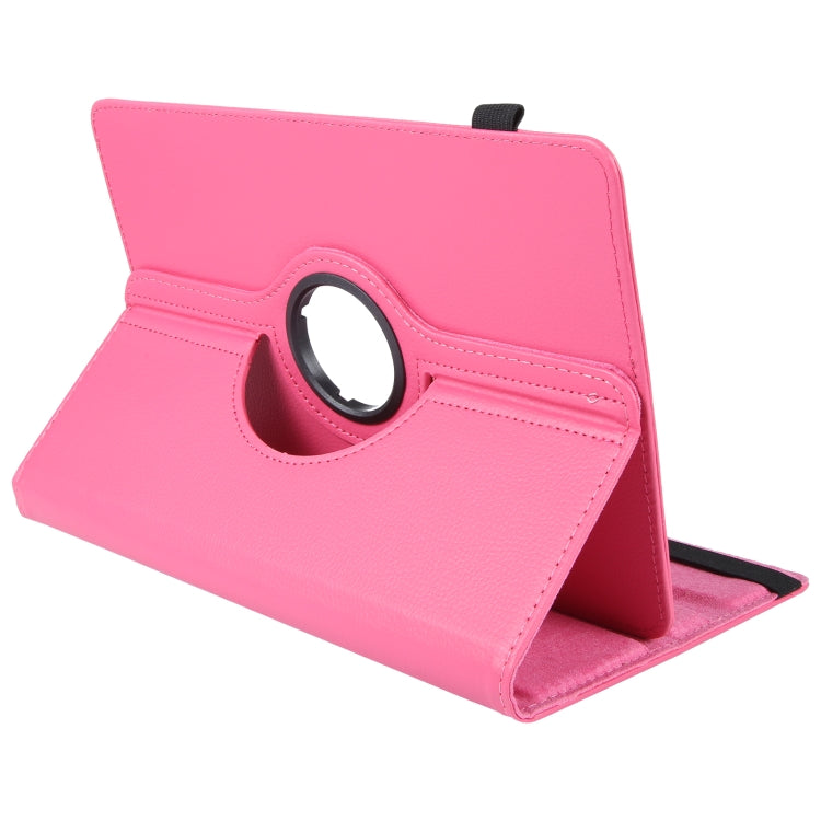For 7 inch Tablet 360 Degree Rotation Litchi Texture Flip Leather Tablet Case(Rose Red) - 7 inch by buy2fix | Online Shopping UK | buy2fix