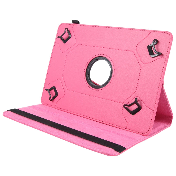 For 7 inch Tablet 360 Degree Rotation Litchi Texture Flip Leather Tablet Case(Rose Red) - 7 inch by buy2fix | Online Shopping UK | buy2fix