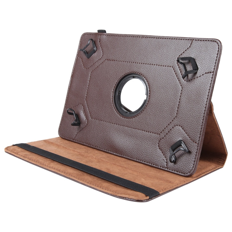 For 7 inch Tablet 360 Degree Rotation Litchi Texture Flip Leather Tablet Case(Brown) - 7 inch by buy2fix | Online Shopping UK | buy2fix