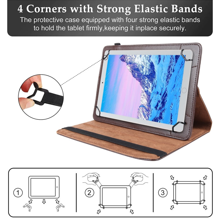 For 7 inch Tablet 360 Degree Rotation Litchi Texture Flip Leather Tablet Case(Brown) - 7 inch by buy2fix | Online Shopping UK | buy2fix