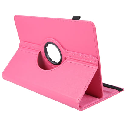 For 10 inch Tablet 360 Degree Rotation Litchi Texture Flip Leather Tablet Case(Rose Red) - 10 - 11 inch by buy2fix | Online Shopping UK | buy2fix