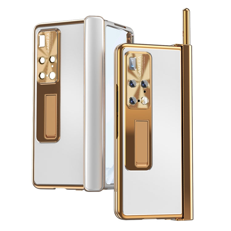 For Huawei Mate X2 Aluminum Alloy Double Hinge Shockproof Phone Protective Case(Silver Gold) - Huawei Cases by buy2fix | Online Shopping UK | buy2fix