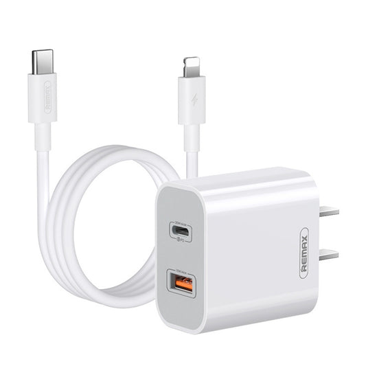 REMAX RP-U68 20W USB+USB-C/Type-C Dual Interface Fast Charger Set, Specification:CN Plug(White) - USB Charger by REMAX | Online Shopping UK | buy2fix