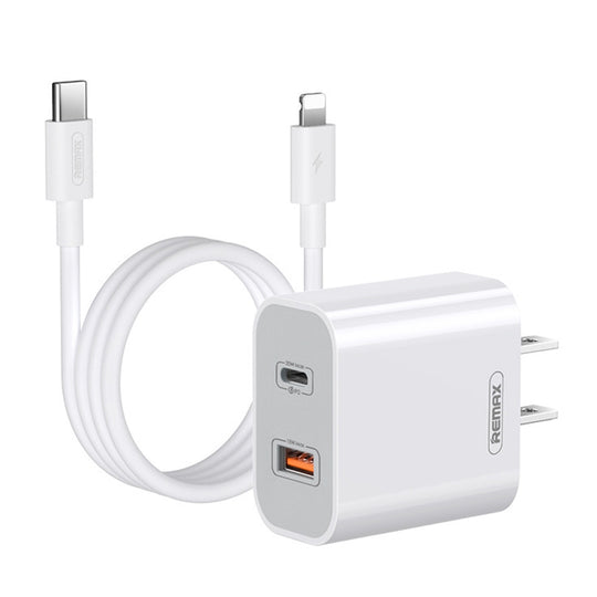 Ensemble de chargeur rapide à double interface REMAX RP-U68 20 W USB + USB-C/Type-C, spécification : prise américaine (blanc)