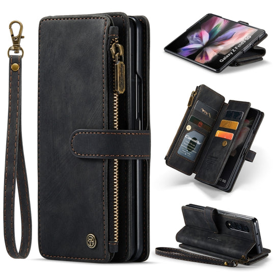 For Samsung Galaxy Z Fold4 5G CaseMe C30 Multifunctional Card Slots Zipper Phone Leather Phone Case(Black)