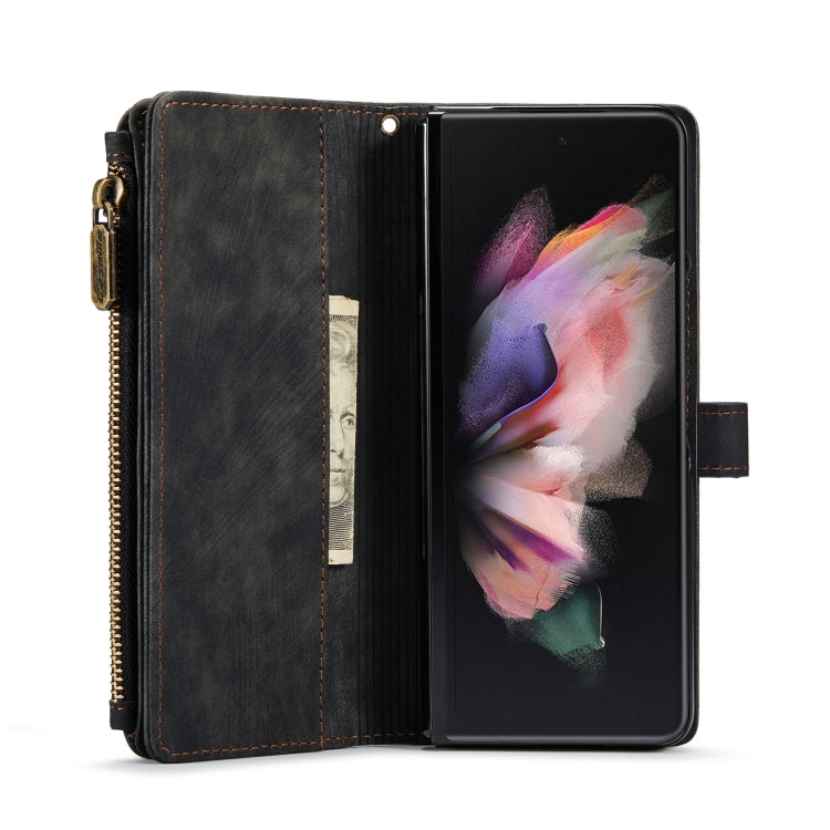 For Samsung Galaxy Z Fold4 5G CaseMe C30 Multifunctional Card Slots Zipper Phone Leather Phone Case(Black) - Galaxy Z Fold4 5G Cases by CaseMe | Online Shopping UK | buy2fix