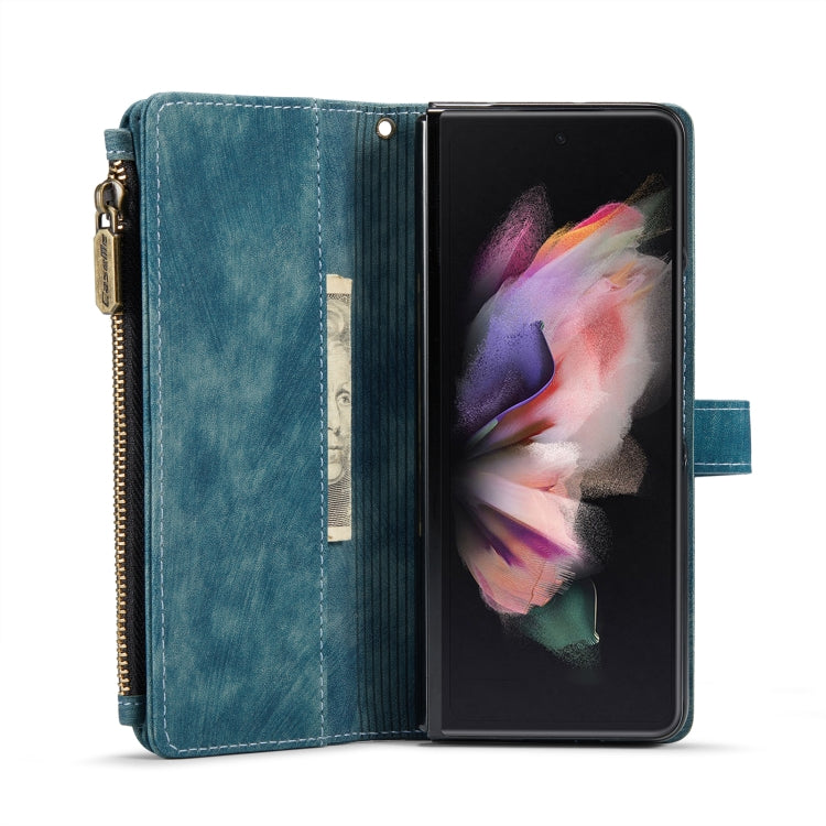For Samsung Galaxy Z Fold4 5G CaseMe C30 Multifunctional Card Slots Zipper Phone Leather Phone Case(Blue) - Galaxy Z Fold4 5G Cases by CaseMe | Online Shopping UK | buy2fix