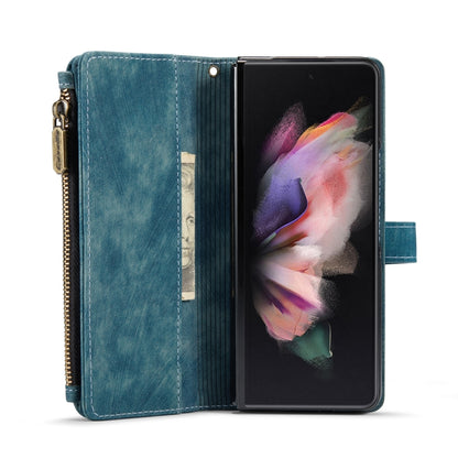 For Samsung Galaxy Z Fold4 5G CaseMe C30 Multifunctional Card Slots Zipper Phone Leather Phone Case(Blue) - Galaxy Z Fold4 5G Cases by CaseMe | Online Shopping UK | buy2fix