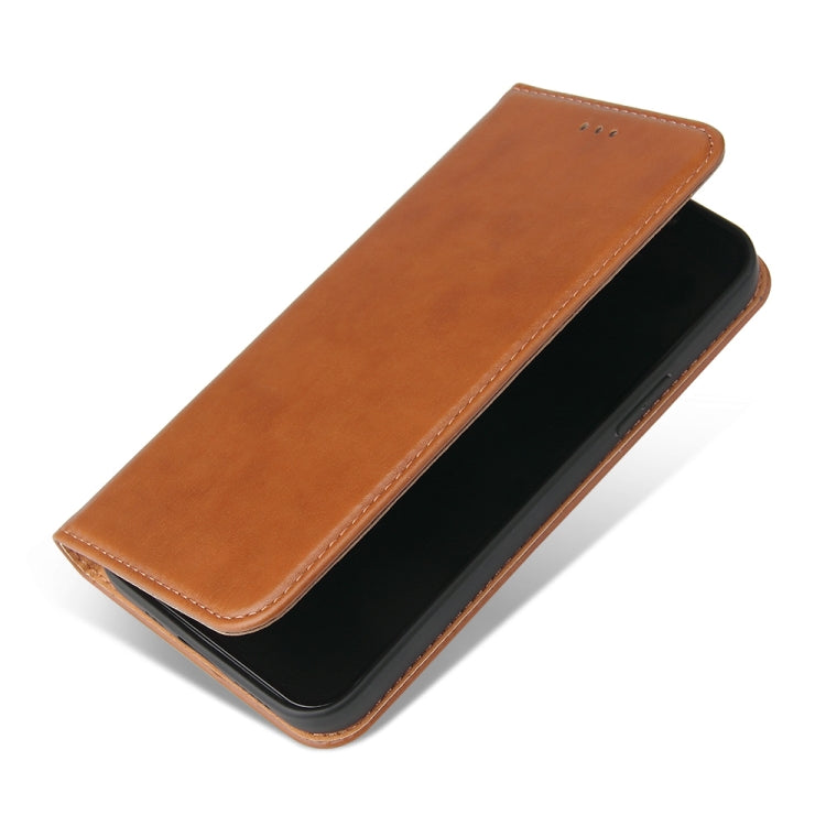 For iPhone 14 Fierre Shann PU Genuine Leather Texture Leather Phone Case (Brown) - iPhone 14 Cases by FIERRE SHANN | Online Shopping UK | buy2fix